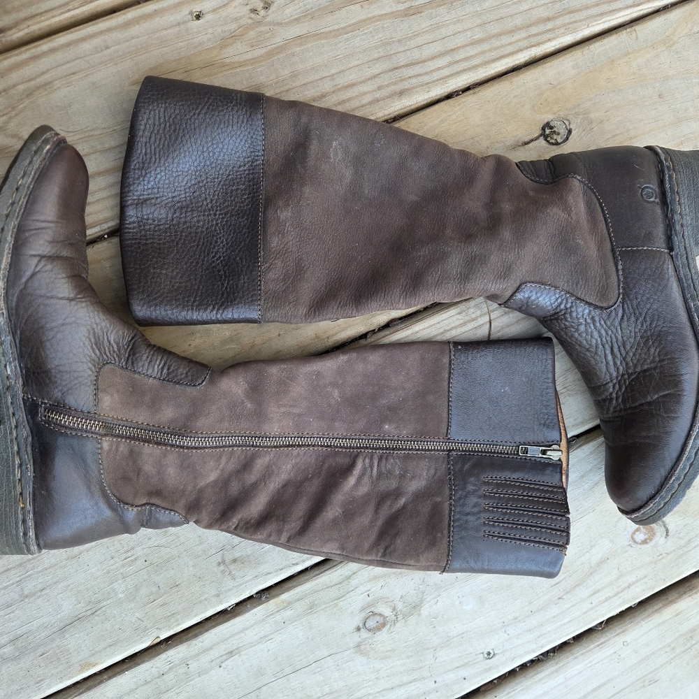 Born Size 8 Riding Boots, Lined Tobacco Brown Leather And Suede - Picture 5 of 9